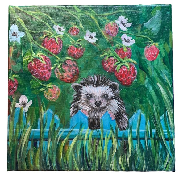 SALE!!! Hedgehog painting. Original painting handmade - Picture 2 of 8